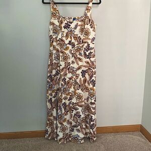 Floral linen midi dress